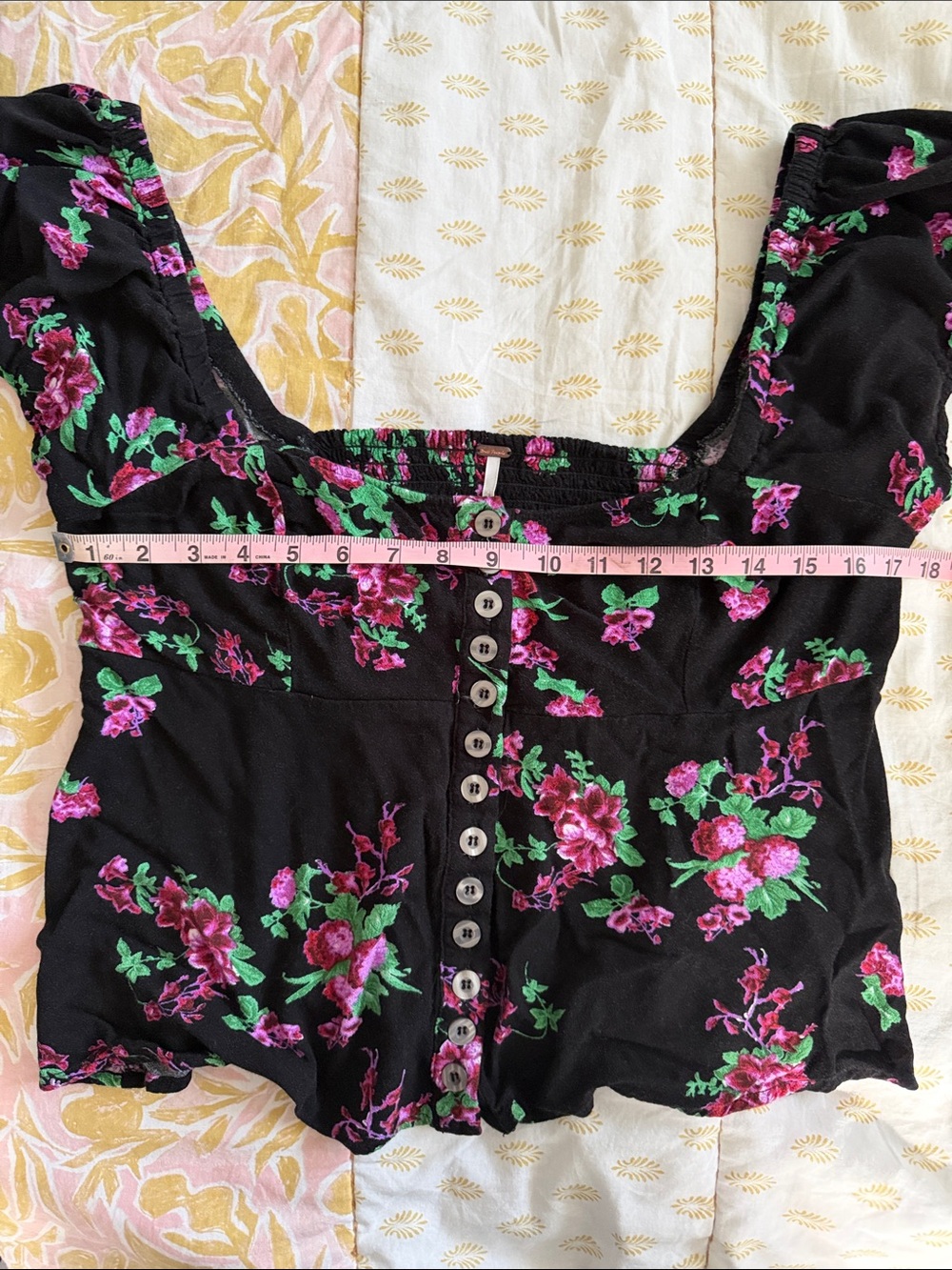 Black Floral Free People Blouse - Picture 3 of 7